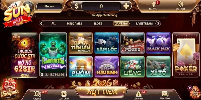 Game bài Sunwin hội tụ hàng loạt siêu phẩm giải trí lừng danh